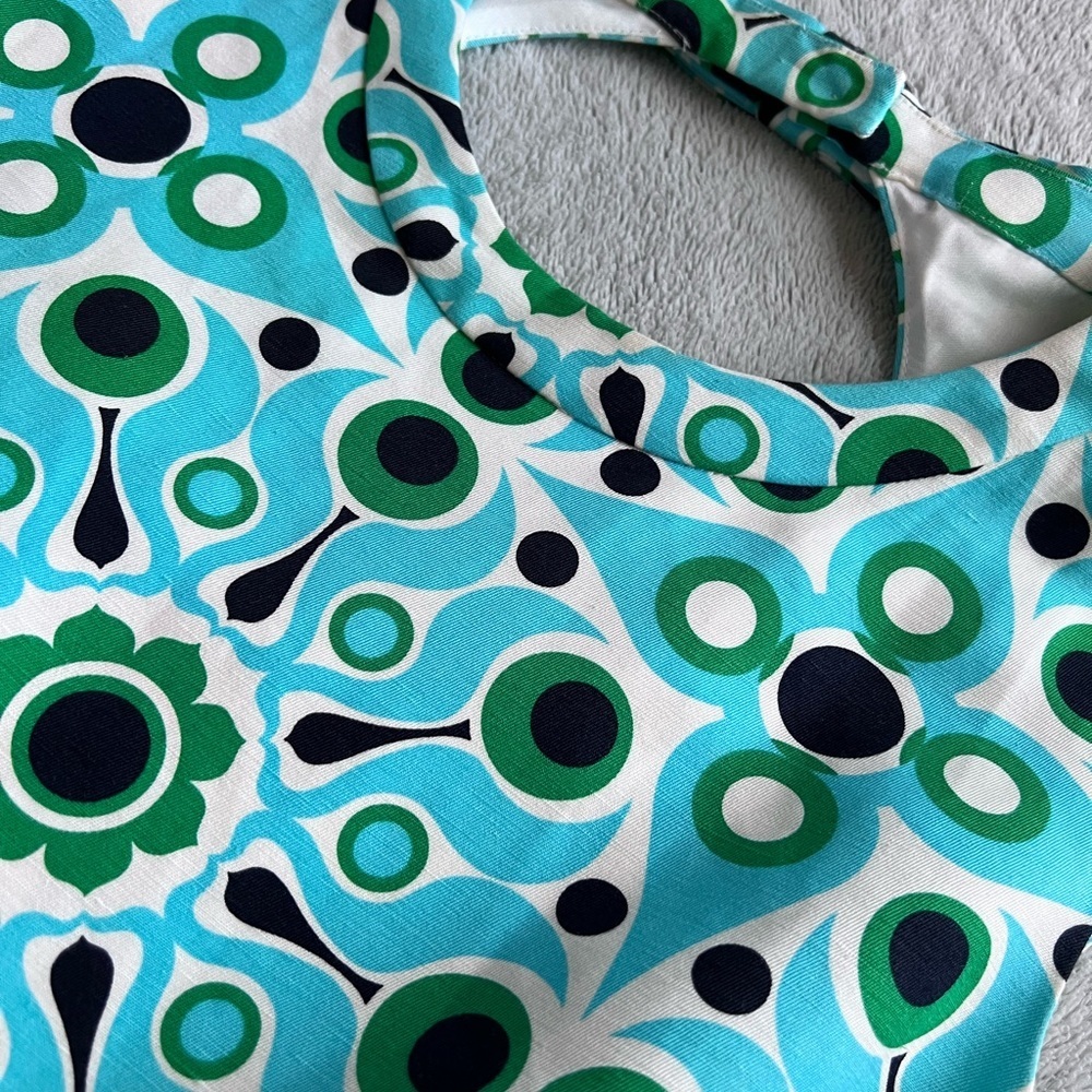 Kate Spade x Florence Broadhurst Kristy Bow Dress Linen Cotton Atomic Blue Solar - Picture 6 of 15